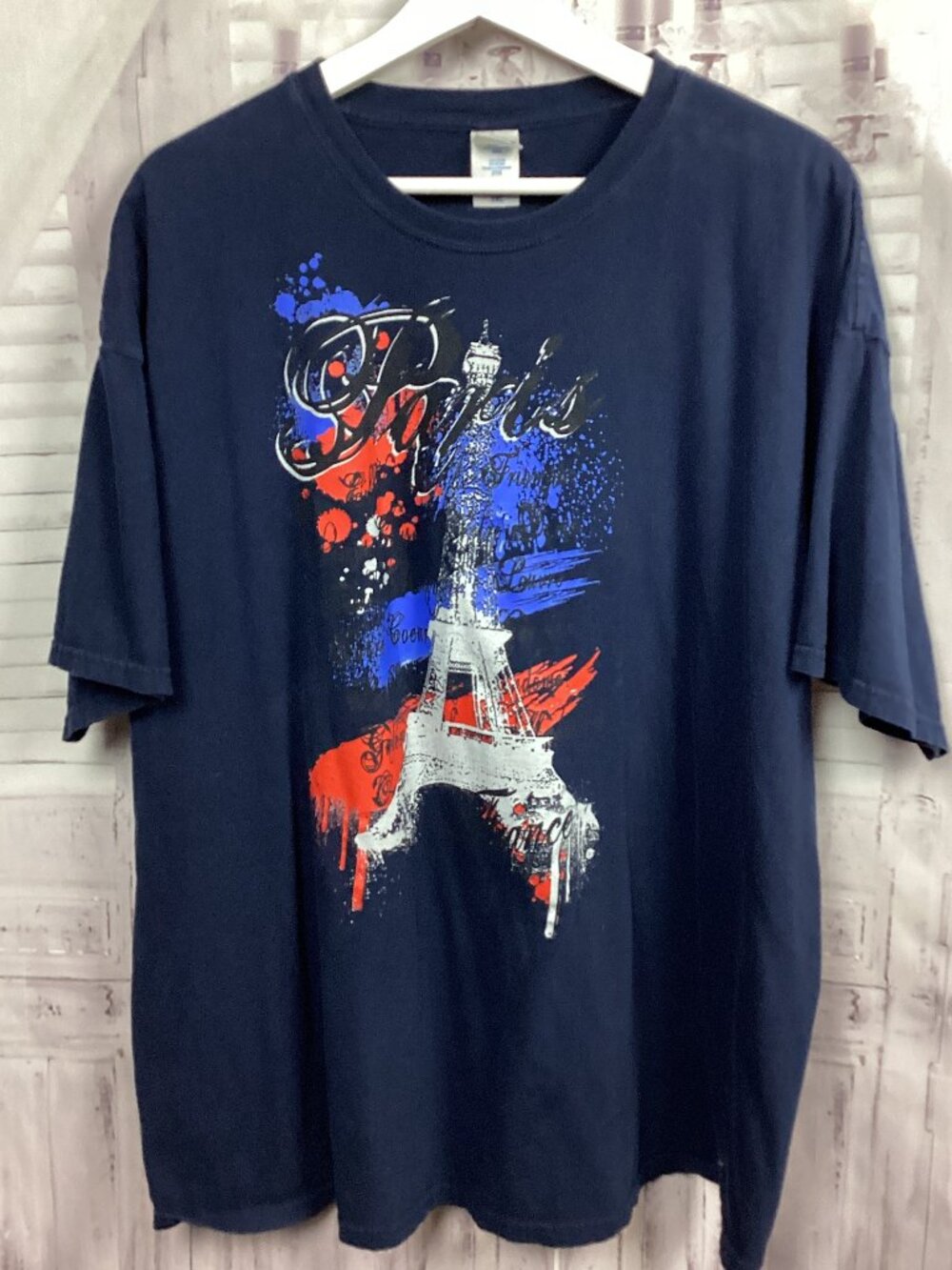 Paris France T-Shirt Blue Short Sleeve 2XL